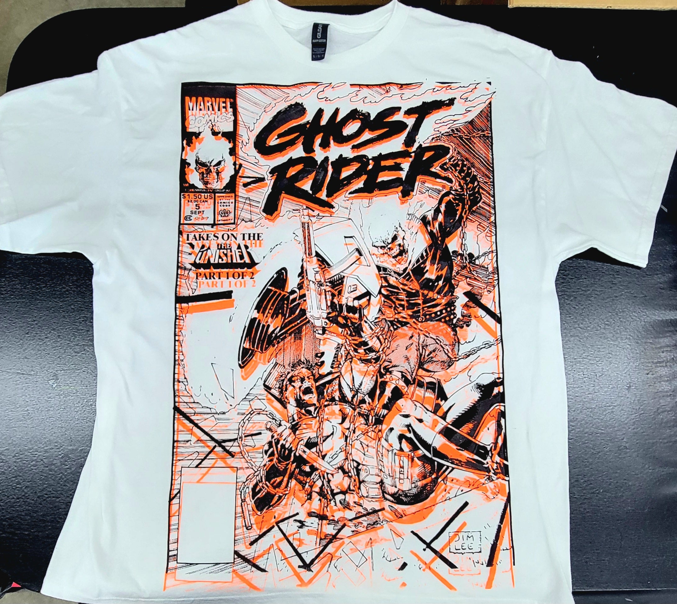 *ONE-OFF* Ghost Rider vs. The Punisher Screenprint T-shirt (XL)
