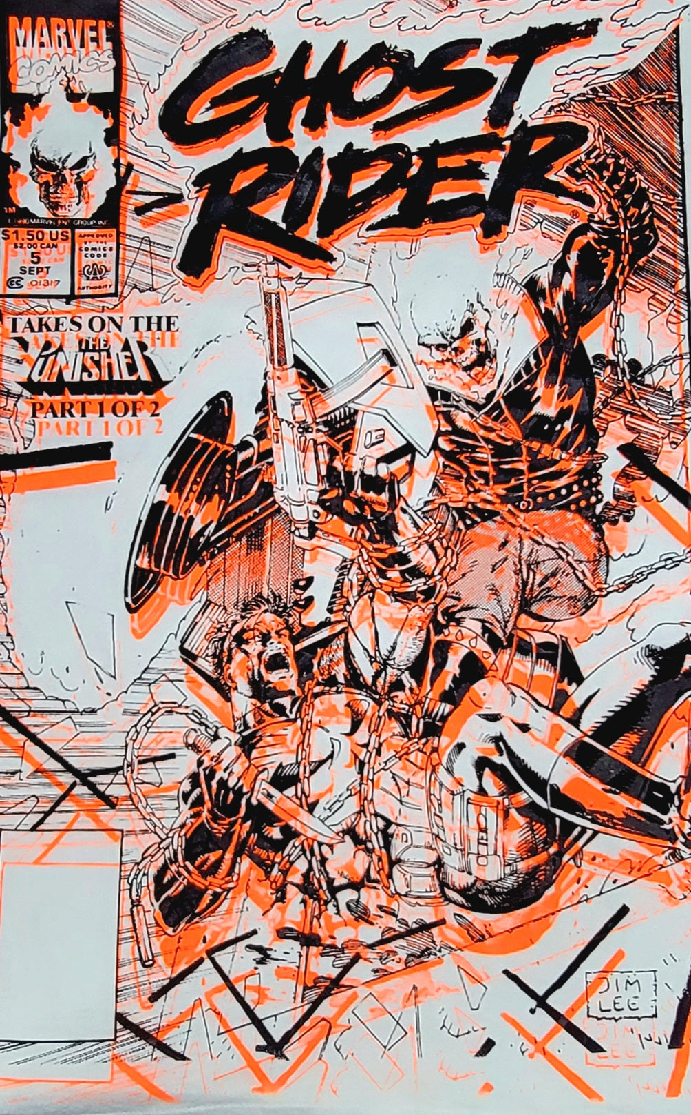 *ONE-OFF* Ghost Rider vs. The Punisher Screenprint T-shirt (XL)