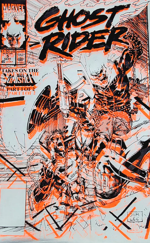 *ONE-OFF* Ghost Rider vs. The Punisher Screenprint T-shirt (XL)