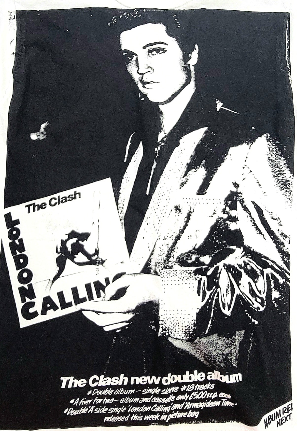 The Clash 'London Calling' Advertisement feat. Elvis Screenprint T-shirt