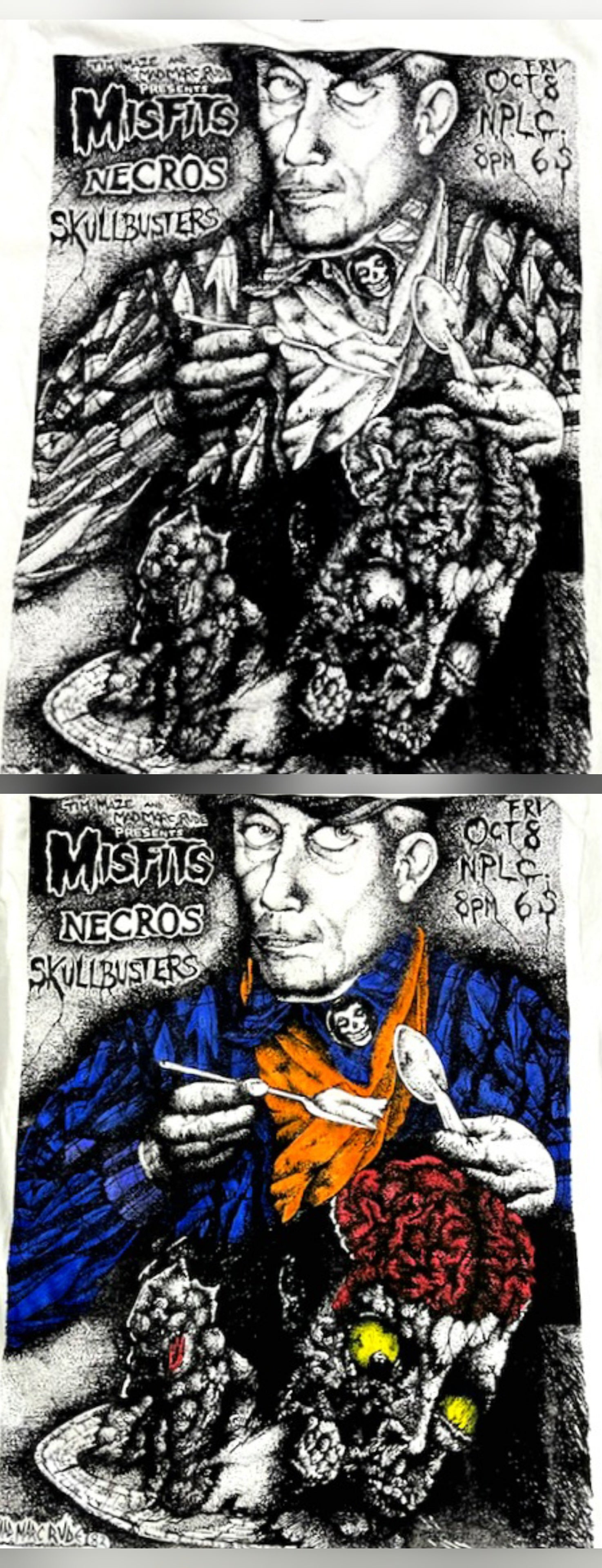 Misfits, Necros, Skullbusters Concert Poster feat Ed Gein Screen Print T-Shirt