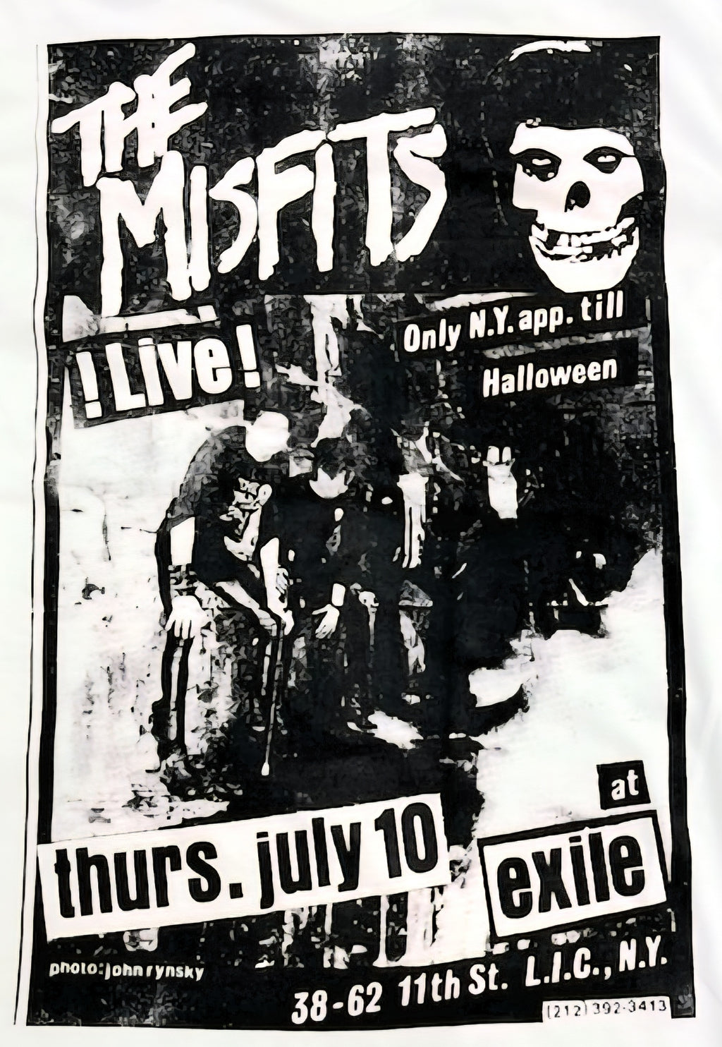 Misfits LIVE AT EXILE IN QUEENS NY (July 10, 1980) Concert Poster T-Shirt