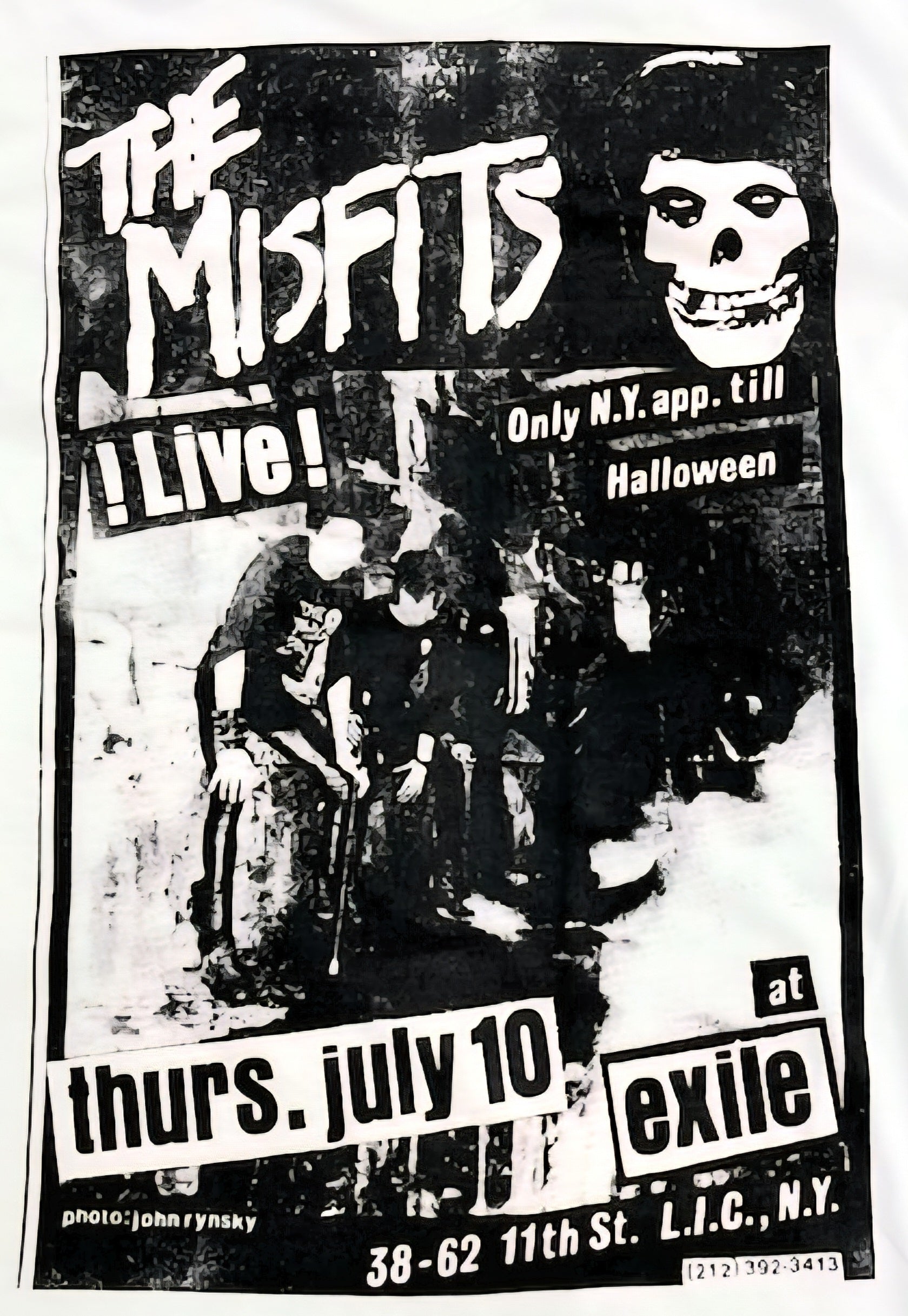 Misfits LIVE AT EXILE IN QUEENS NY (July 10, 1980) Concert Poster T-Shirt