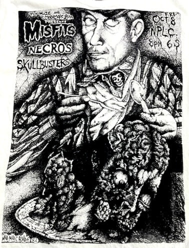 Misfits, Necros, Skullbusters Concert Poster feat Ed Gein Screen Print T-Shirt