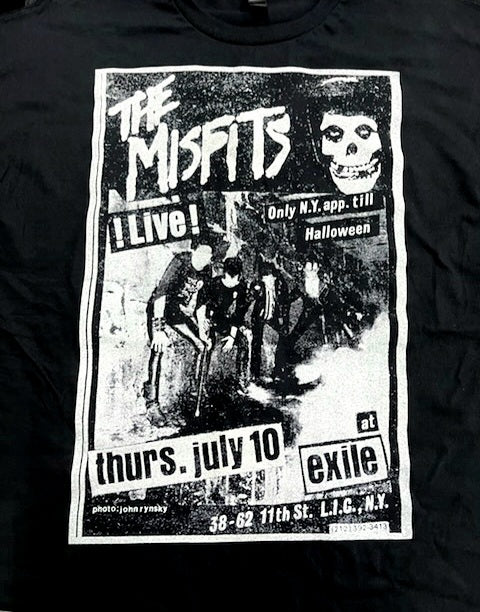 Misfits LIVE AT EXILE IN QUEENS NY (July 10, 1980) Concert Poster T-Shirt