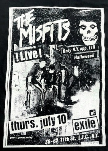 Misfits LIVE AT EXILE IN QUEENS NY (July 10, 1980) Concert Poster T-Shirt
