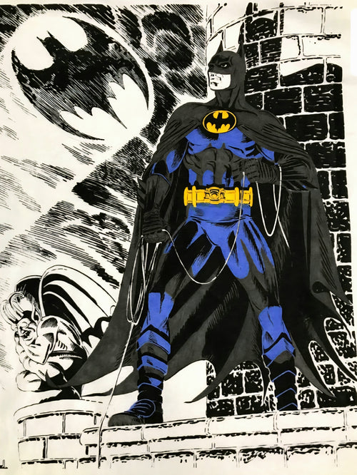 Batman 1989 'Bat Signal in the Sky' Comic Art Screenprint T-shirt